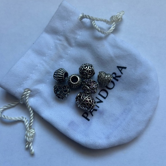 Pandora S925 ALE Silver Charm Set Lot of 7 Charms & Dust Bag - Picture 3 of 10
